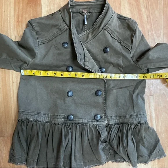 Free People Utility Peplum Double-Breasted Jacket - Olive Green - Picture 9 of 10